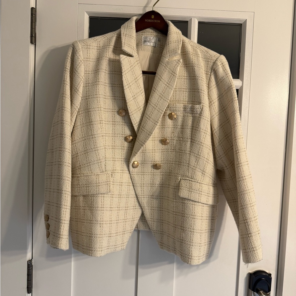 Cream Blazer with Gold Buttons